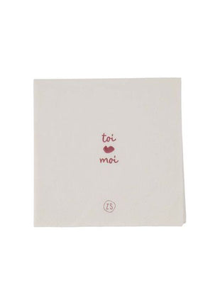 Servetten - ’moi et toi’ - 12.5x12.5cm - wit/rood - Lifestyle - Koken & Tafelen - Tafeltextiel & Servetten