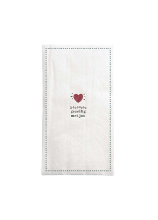 Servetten rechthoek - ’gezellig’ - wit/rood/grijsblauw - Cadeau’s & Lifestyle - Keuken & eetkamer - Tafeltextiel &