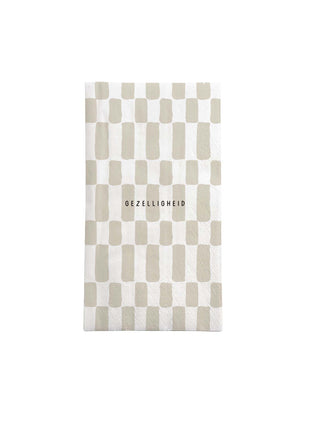 Servetten rechthoek ’gezelligheid’ wit/zand Cadeau’s & Lifestyle Keuken & eetkamer Tafeltextiel & Servetten