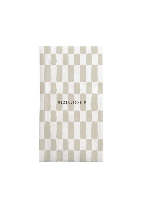 Servetten rechthoek ’gezelligheid’ wit/zand Cadeau’s & Lifestyle Keuken & eetkamer Tafeltextiel & Servetten