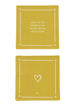 Servetten vierkant samen met jou wit/goud - wit/goud - Cadeau’s & Lifestyle - Keuken & eetkamer - Tafeltextiel &