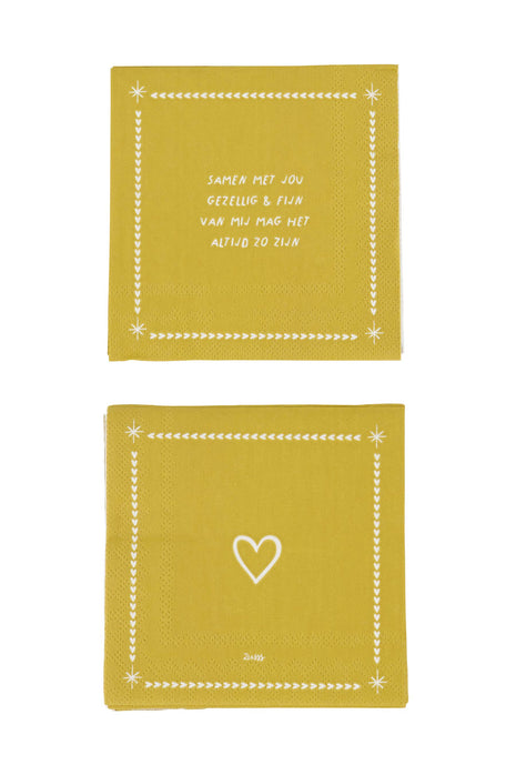 Servetten vierkant samen met jou wit/goud - wit/goud - Cadeau’s & Lifestyle - Keuken & eetkamer - Tafeltextiel &