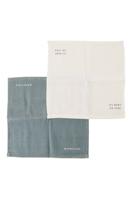 Set van 2 vaatdoekjes - ’zo leuk’ - wit/grijsblauw - Cadeau’s & Lifestyle - Keuken & eetkamer - Tafeltextiel & Servetten