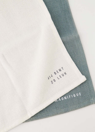 Set van 2 vaatdoekjes - ’zo leuk’ - wit/grijsblauw - Cadeau’s & Lifestyle - Keuken & eetkamer - Tafeltextiel & Servetten