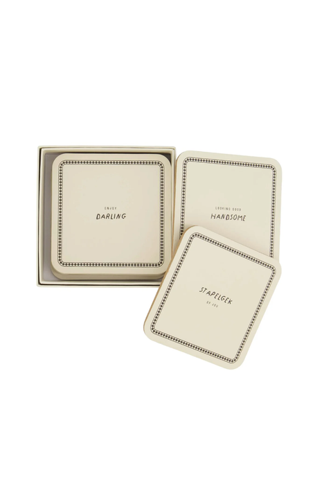 Set van 6 onderzetters zand/antracietgrijs Cadeautjes & Lifestyle