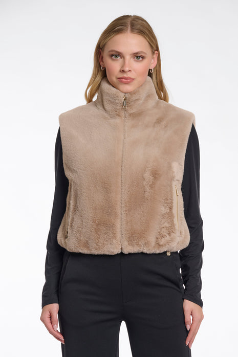 Short faux fur waistcoat Nikki.7002511 Oat Kleding Jassen