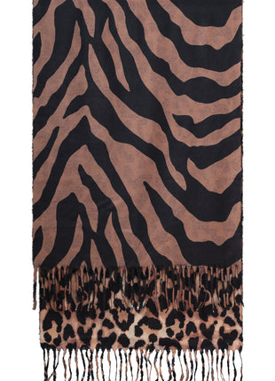 Sjaal met print - Choco - 55300 - Choco - 775-999 / OS - Modeaccessoires - Sjaals & mutsen