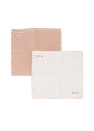 Set van 2 vaatdoekjes hartjes love is all around - off white/roze - Lou Lou