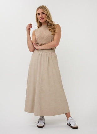 Skirt long lightweight PU F25.11504 Light Taupe Kleding Rokken