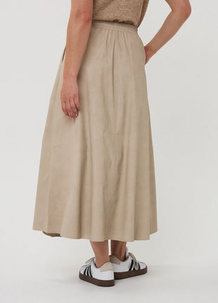 Skirt long lightweight PU F25.11504 Light Taupe Kleding Rokken
