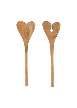 Sla couvert - hout - hartje - naturel (0705-064) - Lifestyle - Koken & Tafelen - Servies - Glaswerk & Bestek