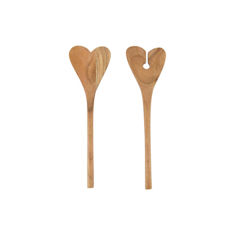 Sla couvert - hout - hartje - naturel (0705-064) - Lifestyle - Koken & Tafelen - Servies - Glaswerk & Bestek