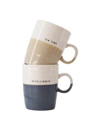 Theemok gezelligheid - wit/blauw by Zusss