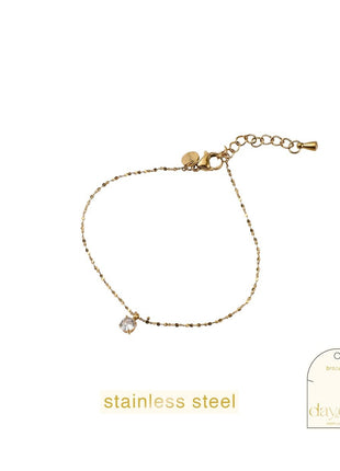 Armbandje -  1 Stone Bracelet - 14K + crystal