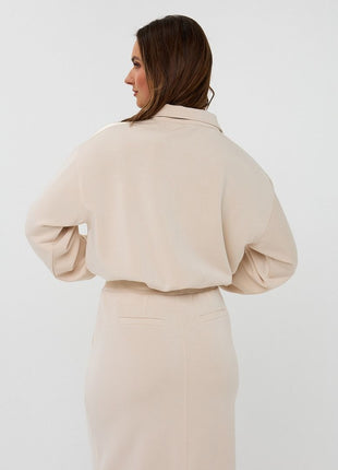 Sweater Balloon hem modal F25.05503 (Natural) Kleding Truien en cardigans