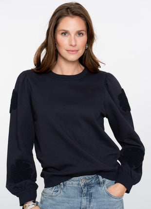 Sweater big flowers 52582 21 navy Kleding Truien en cardigans