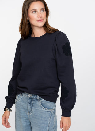 Sweater big flowers 52582 21 navy Kleding Truien en cardigans