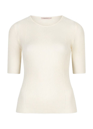 Sweater rib R/neck F25.27507 (Off White) Kleding Tops en t shirts