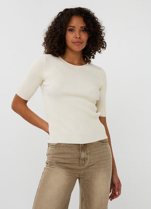 Sweater rib R/neck F25.27507 (Off White) Kleding Tops en t shirts