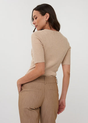 Sweater rib R/neck F25.27507 (Sand) Kleding Truien en cardigans