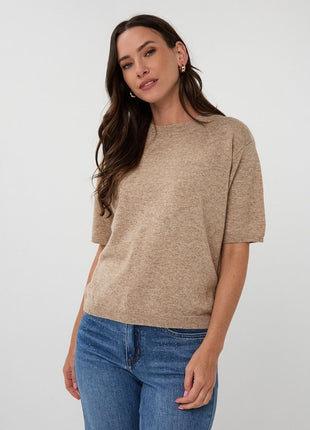 Sweater s/slve wool F25.02522 (taupe) Kleding Truien en cardigans