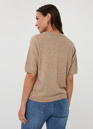 Sweater s/slve wool F25.02522 (taupe) Kleding Truien en cardigans