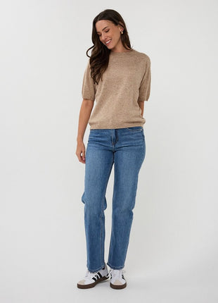 Sweater s/slve wool F25.02522 (taupe) Kleding Truien en cardigans
