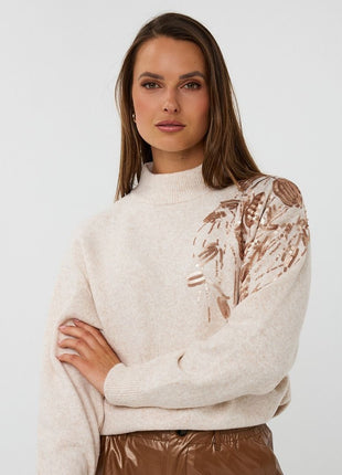 Sweater sequins F25.27519 (Light Sand) Kleding Truien en cardigans
