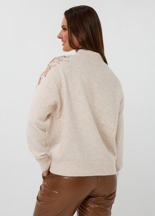 Sweater sequins F25.27519 (Light Sand) Kleding Truien en cardigans