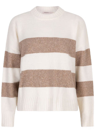 Sweater striped melange F25.27524 Off White / Tan Kleding Truien en cardigans