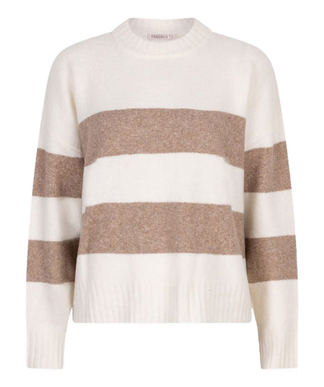 Sweater striped melange F25.27524 Off White / Tan Kleding Truien en cardigans