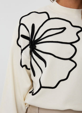 Sweater tape flower patch F25.02505 (offw) Kleding Truien en cardigans