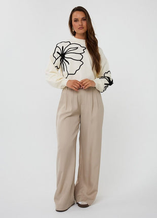 Sweater tape flower patch F25.02505 (offw) Kleding Truien en cardigans