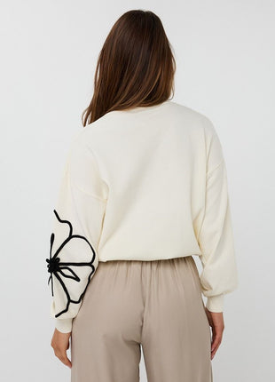 Sweater tape flower patch F25.02505 (offw) Kleding Truien en cardigans