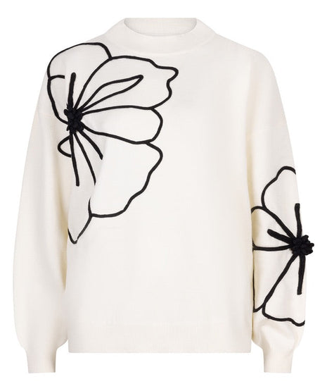 Sweater tape flower patch F25.02505 (offw) Kleding Truien en cardigans