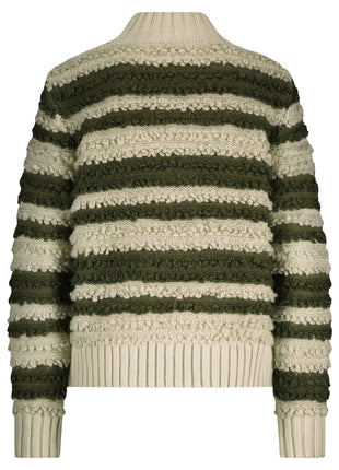 Sweater with Loops + Stripe – Khaki - SRB4724 - Kleding - Truien en cardigans