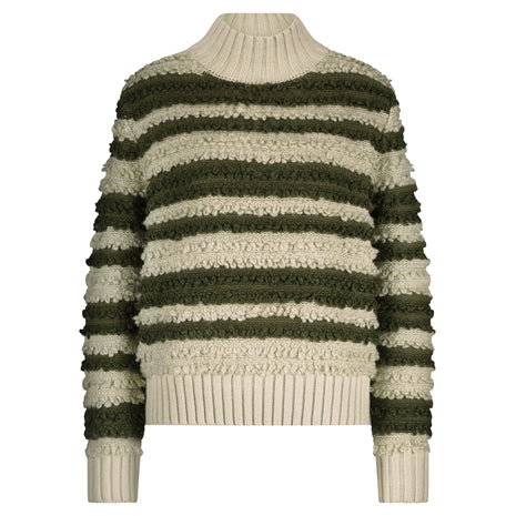 Sweater with Loops + Stripe – Khaki - SRB4724 - Kleding - Truien en cardigans