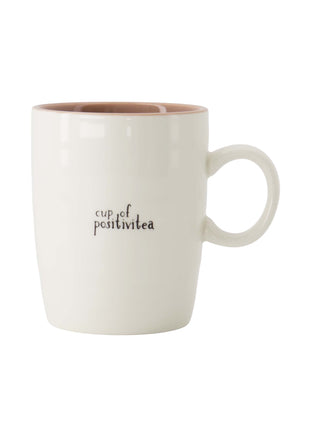 Theemok ’cup of positivitea’ wit/lila/zwart Cadeau’s & Lifestyle Keuken & eetkamer Mokken & Bekers