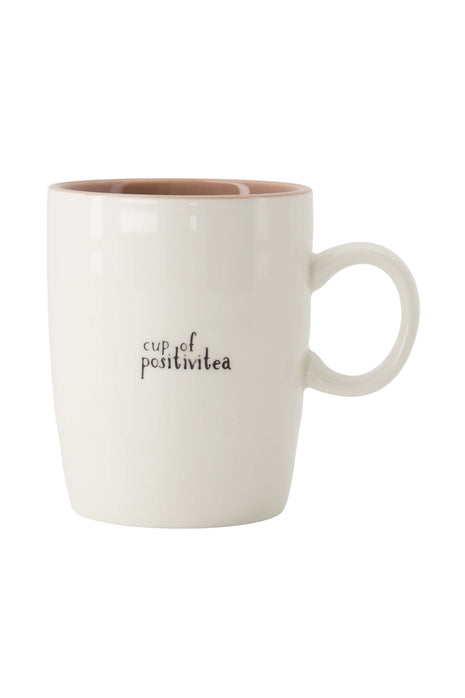 Theemok ’cup of positivitea’ wit/lila/zwart Cadeau’s & Lifestyle Keuken & eetkamer Mokken & Bekers