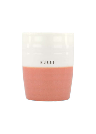 Theemok - ’kusss’ - wit/oudroze - Lifestyle - Koken & Tafelen - Servies - Mokken & Bekers