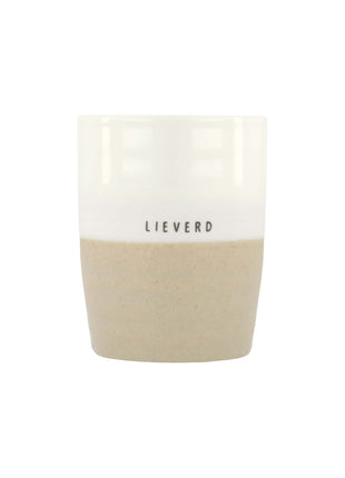 Theemok - ’lieverd’ - wit/zand - Lifestyle - Koken & Tafelen - Servies - Mokken & Bekers