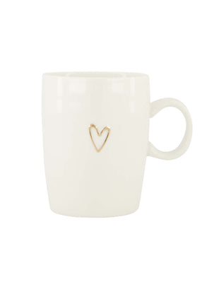 Theemok lijn hartje wit/goud Cadeau’s & Lifestyle Keuken & eetkamer Mokken & Bekers
