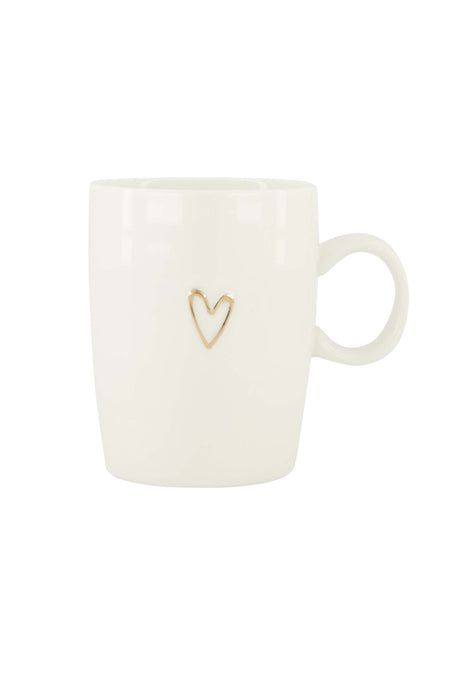 Theemok lijn hartje wit/goud Cadeau’s & Lifestyle Keuken & eetkamer Mokken & Bekers