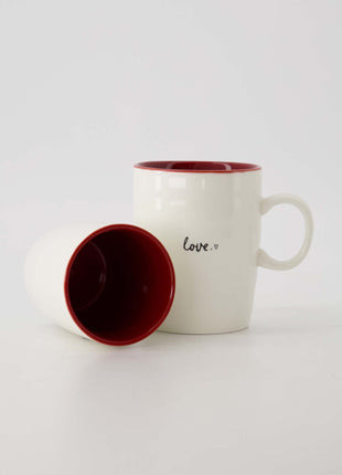 Theemok ’love’ wit/rood/zwart Cadeau’s & Lifestyle Keuken & eetkamer Mokken & Bekers