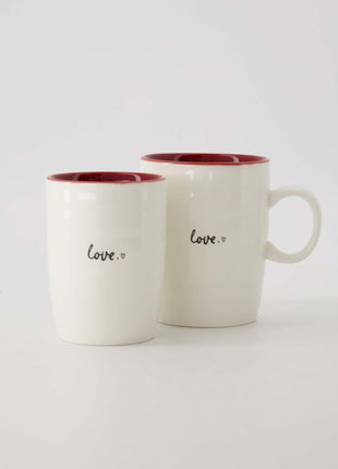 Theemok ’love’ wit/rood/zwart Cadeau’s & Lifestyle Keuken & eetkamer Mokken & Bekers