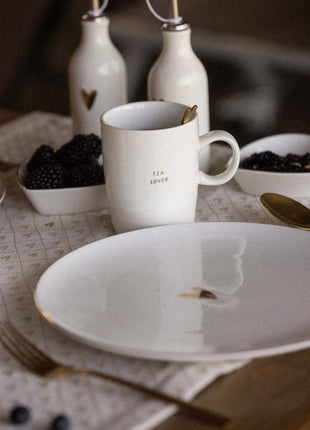Theemok ’tea lover’ wit/goud Cadeau’s & Lifestyle Keuken & eetkamer Mokken & Bekers
