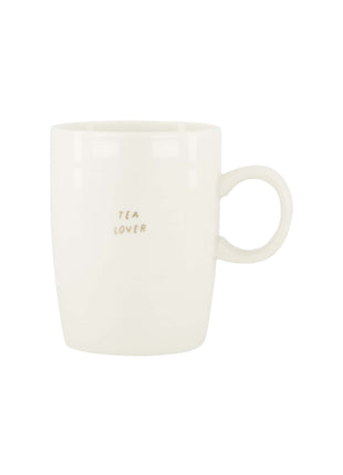 Theemok ’tea lover’ wit/goud Cadeau’s & Lifestyle Keuken & eetkamer Mokken & Bekers
