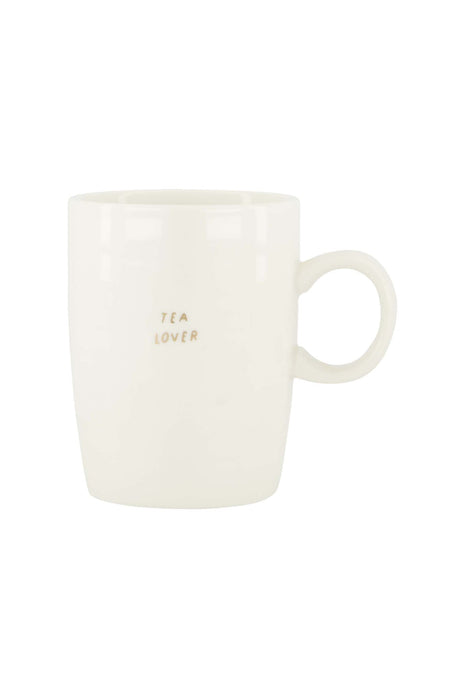 Theemok ’tea lover’ wit/goud Cadeau’s & Lifestyle Keuken & eetkamer Mokken & Bekers