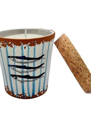 Kaars Keramiek - Peces/Rayas Azul - 10cm - Costa Blanca by Wax Design