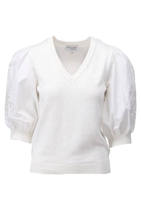 V hals pull met borduursel - Egret - C808L by K.Design